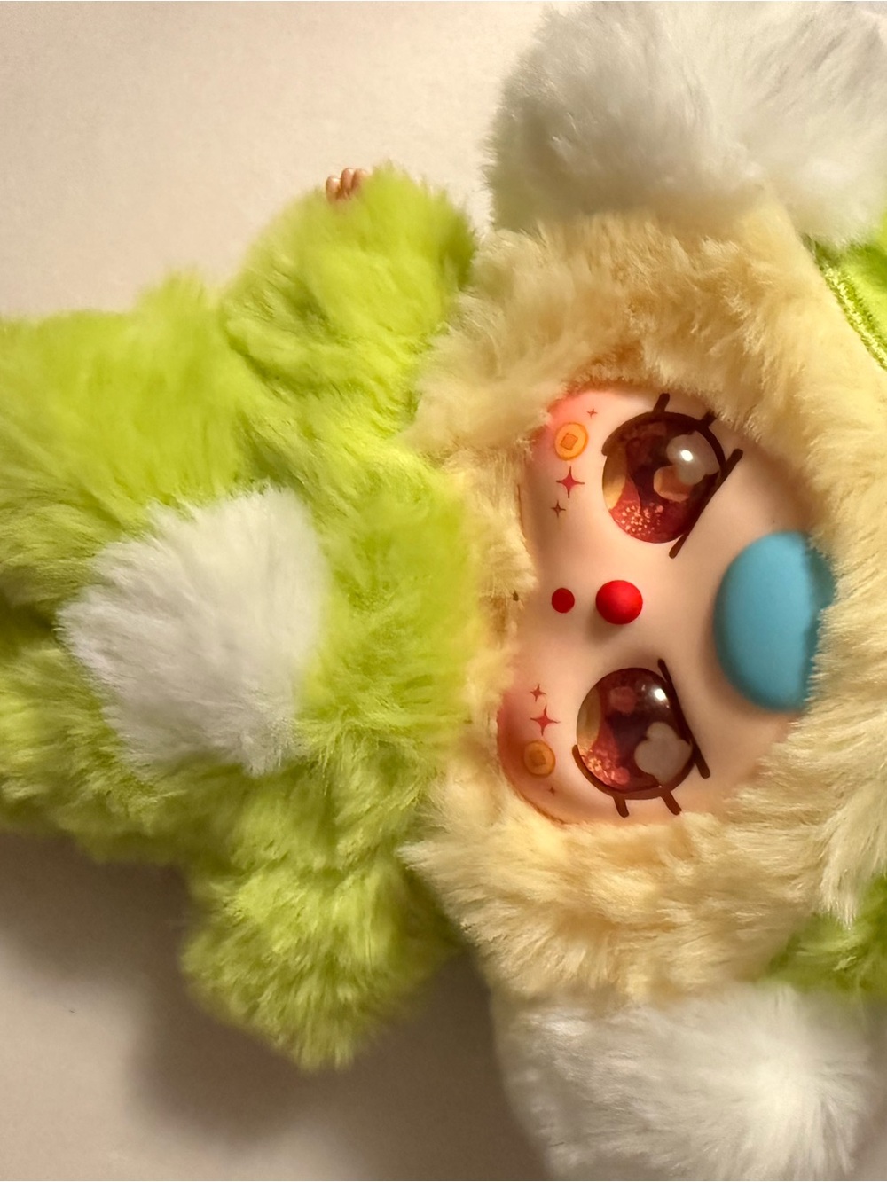 Baby Three BB3 Green Plush Doll Red Bow White Earmuffs Keychain Pendant